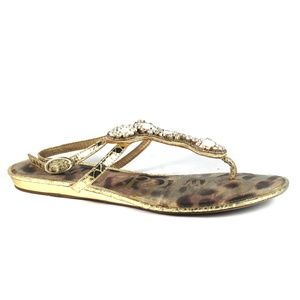 Sam Edelman Women Sandal Ross Beaded Gold Size 8.5